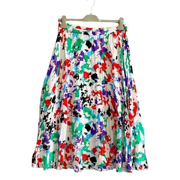 Tanya Taylor Jeana Midi Skirt, Multi Color Printed Soft Pleats, Size 10, NWT - Picture 3 of 10